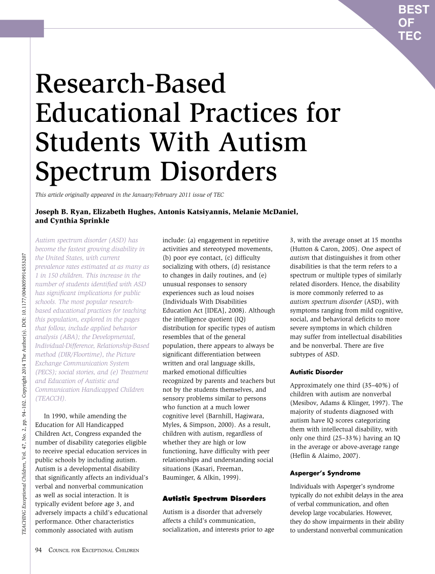research paper on autism outline