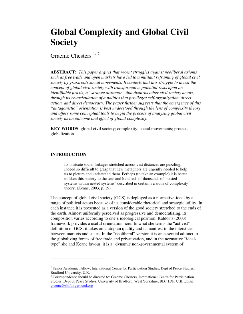 essay on global society