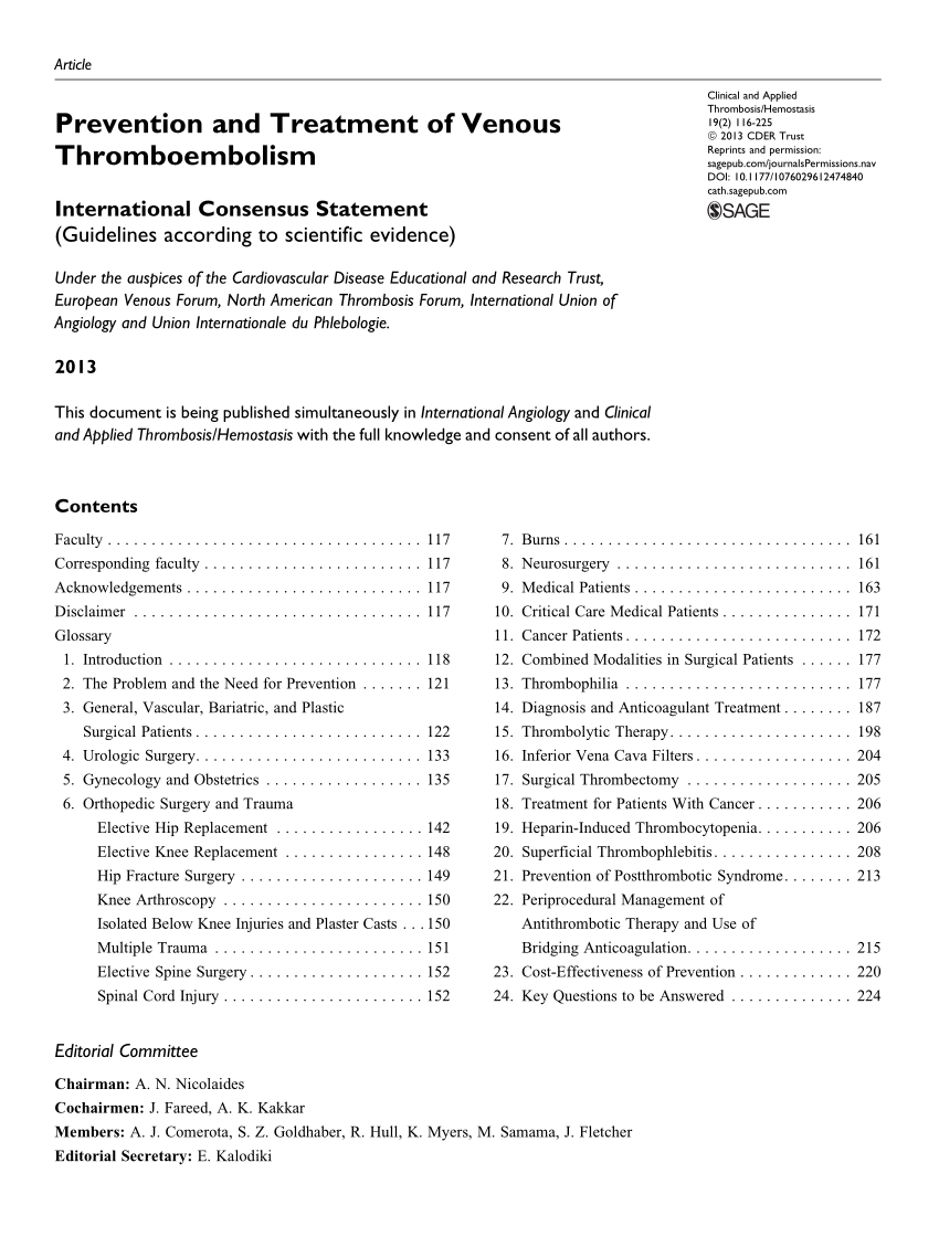 (PDF) Prevention and Treatment of Venous Thromboembolism