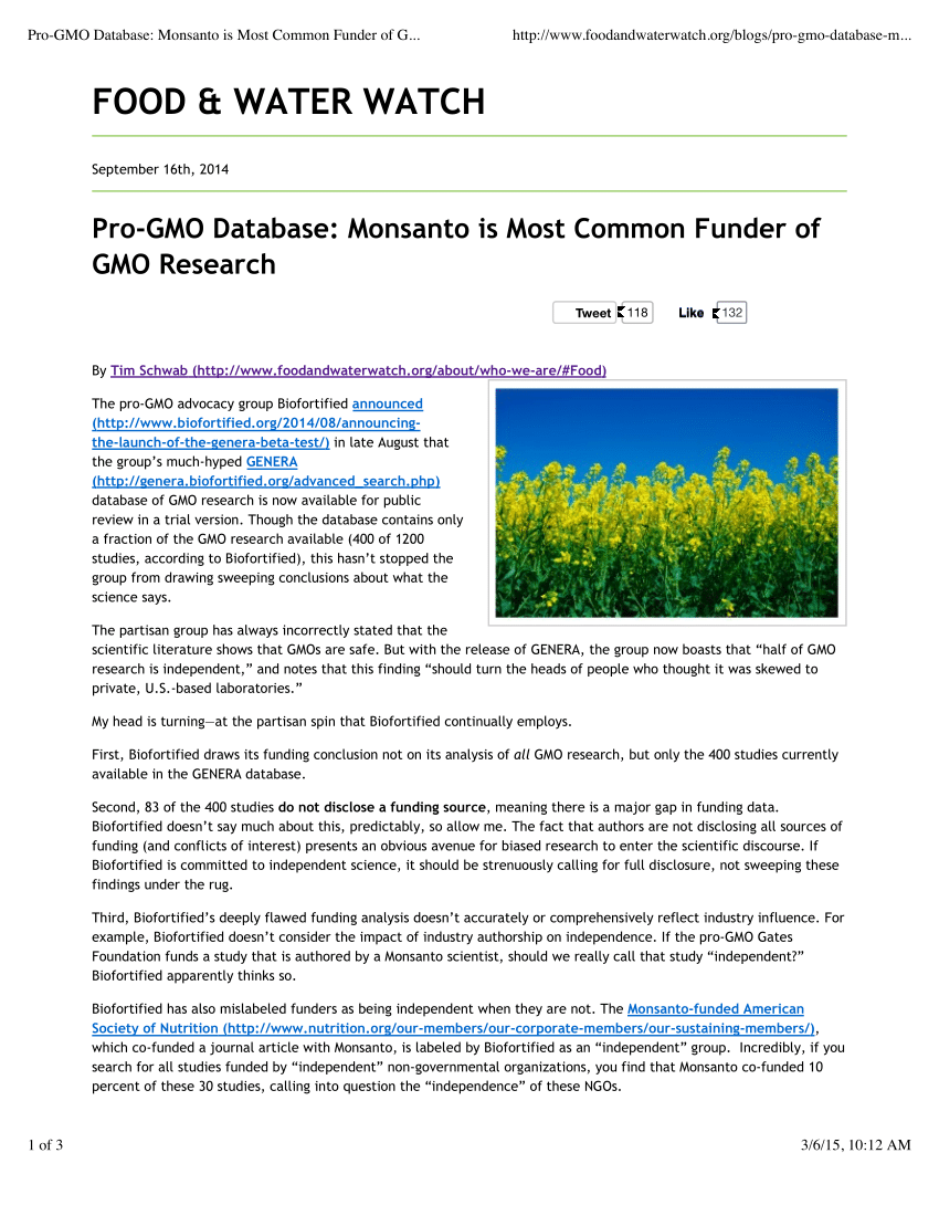 Monsanto Research Paper