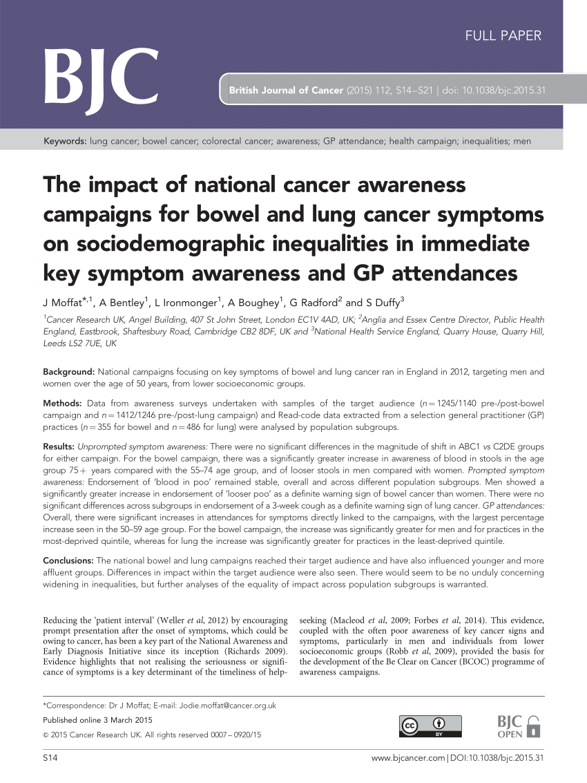 Pdf The Impact Of National Cancer Awareness Campaigns For Bowel