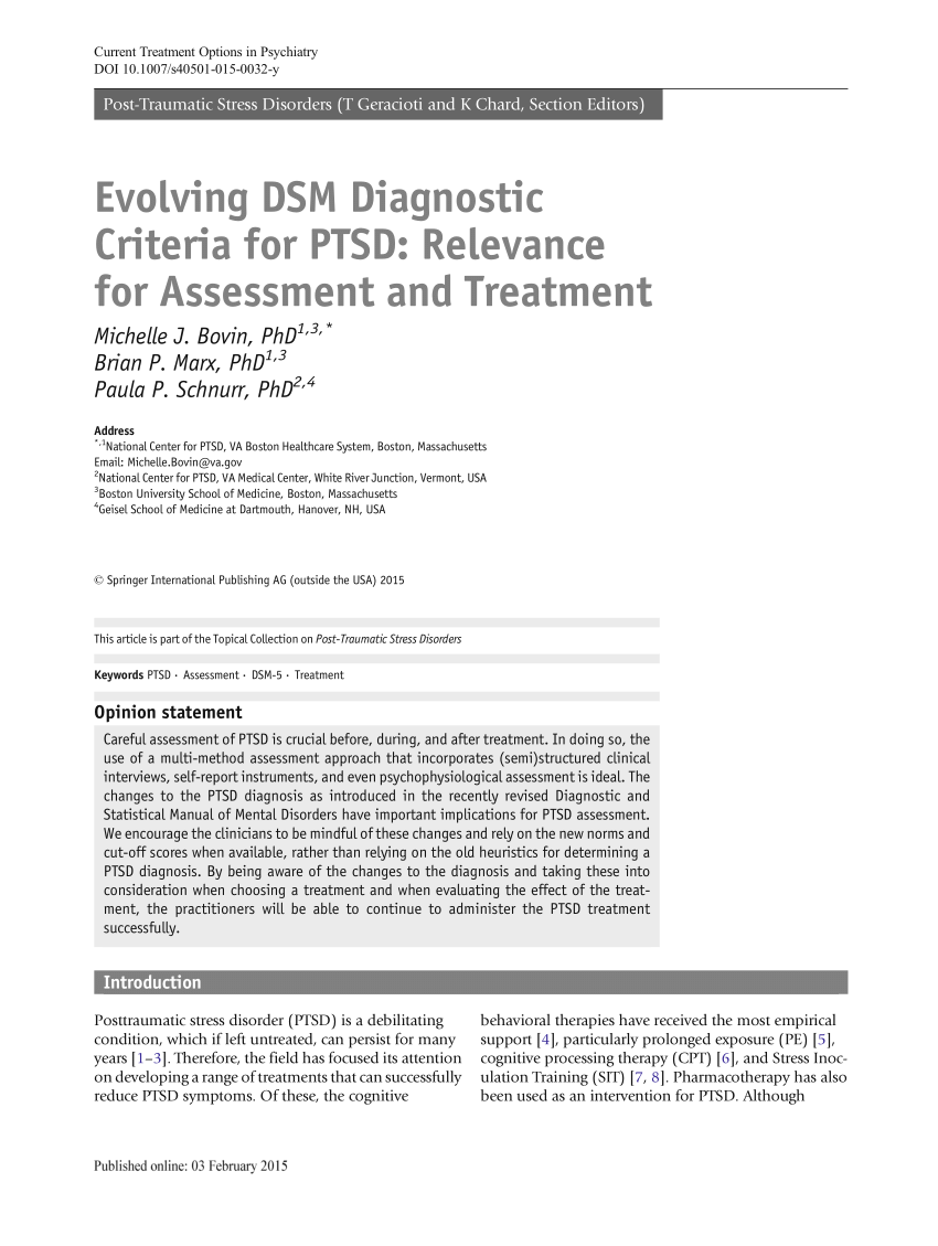 diagnostic criteria for ptsd dsm 5
