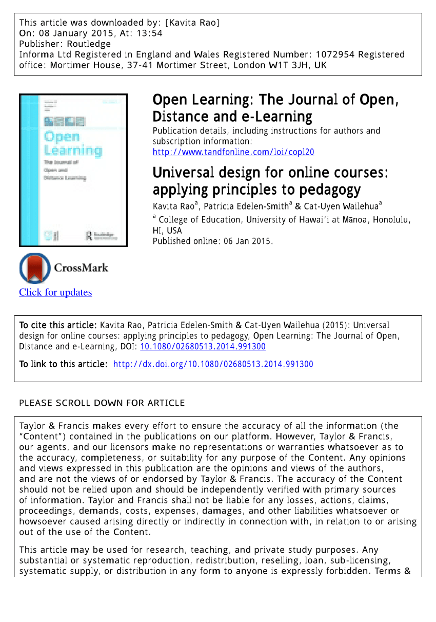 PDF) Universal design for online courses: applying principles to 