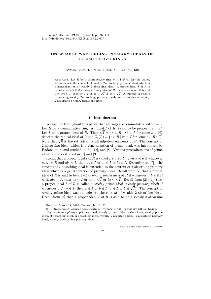 primary ideals 2-absorbing ideals of weakly commutative (PDF) On absorbing 2 primary