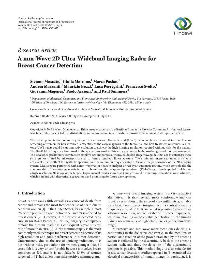 PDF) A mm-Wave 2D Ultra-Wideband Imaging Radar for Breast Cancer ...