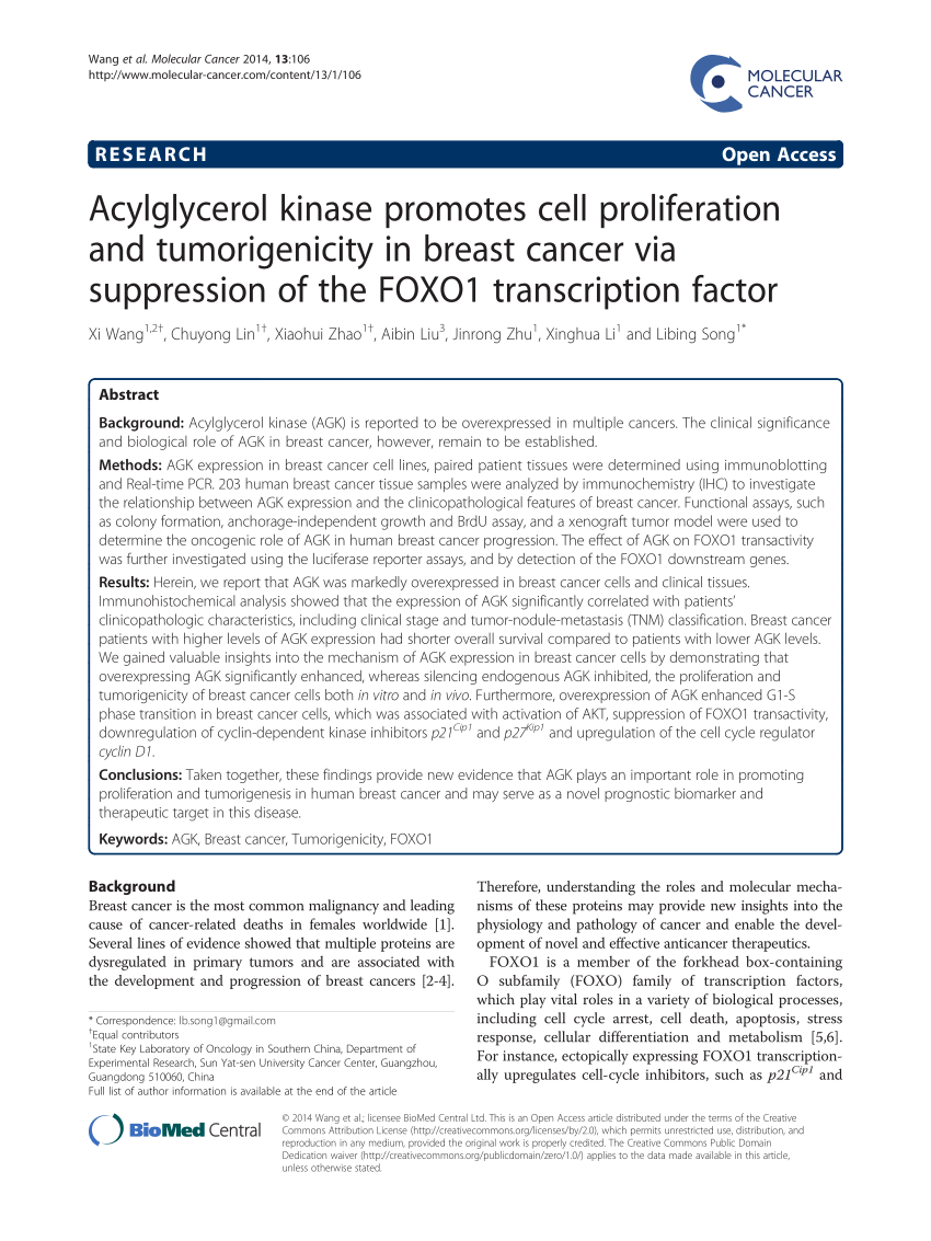 (PDF) Acylglycerol kinase promotes cell proliferation and 