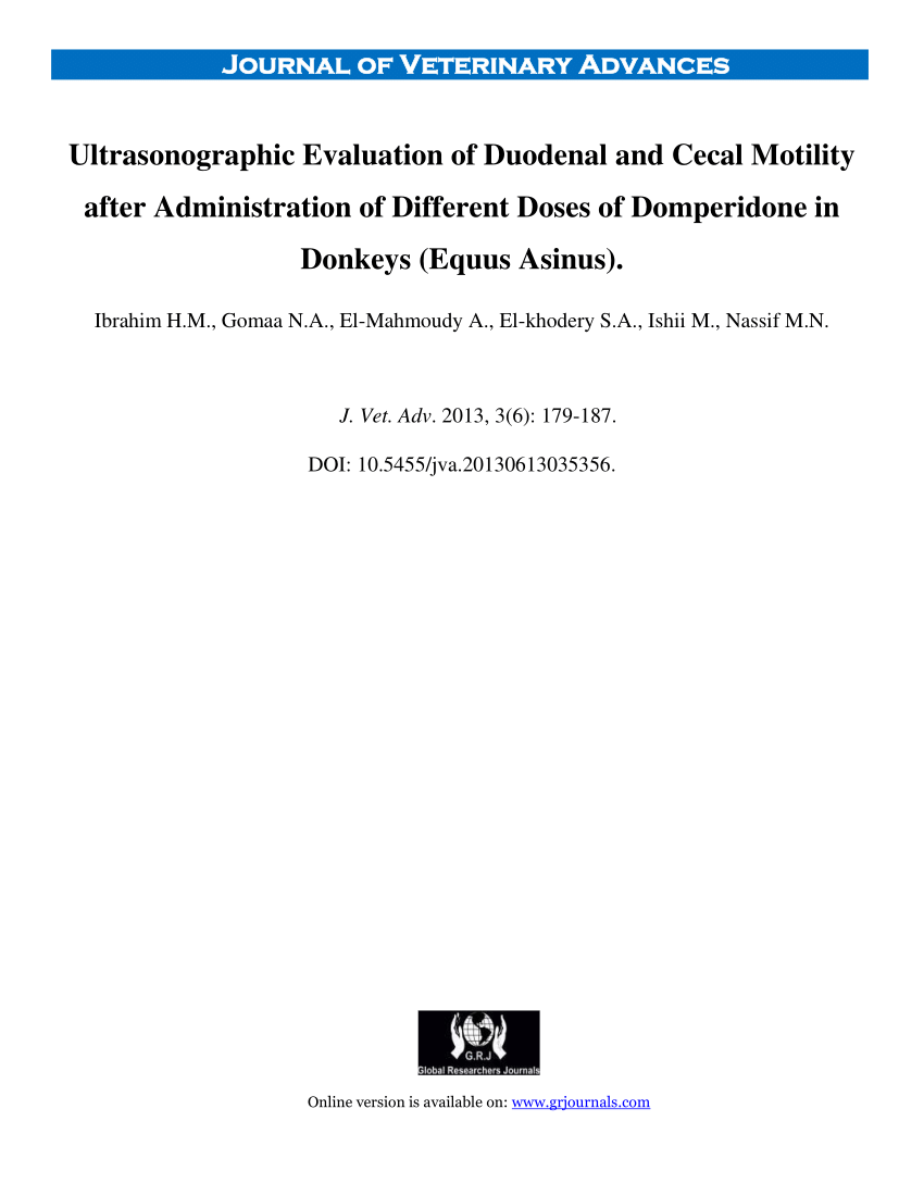 PDF) Ultrasonographic Evaluation of Duodenal and Cecal Motility ...