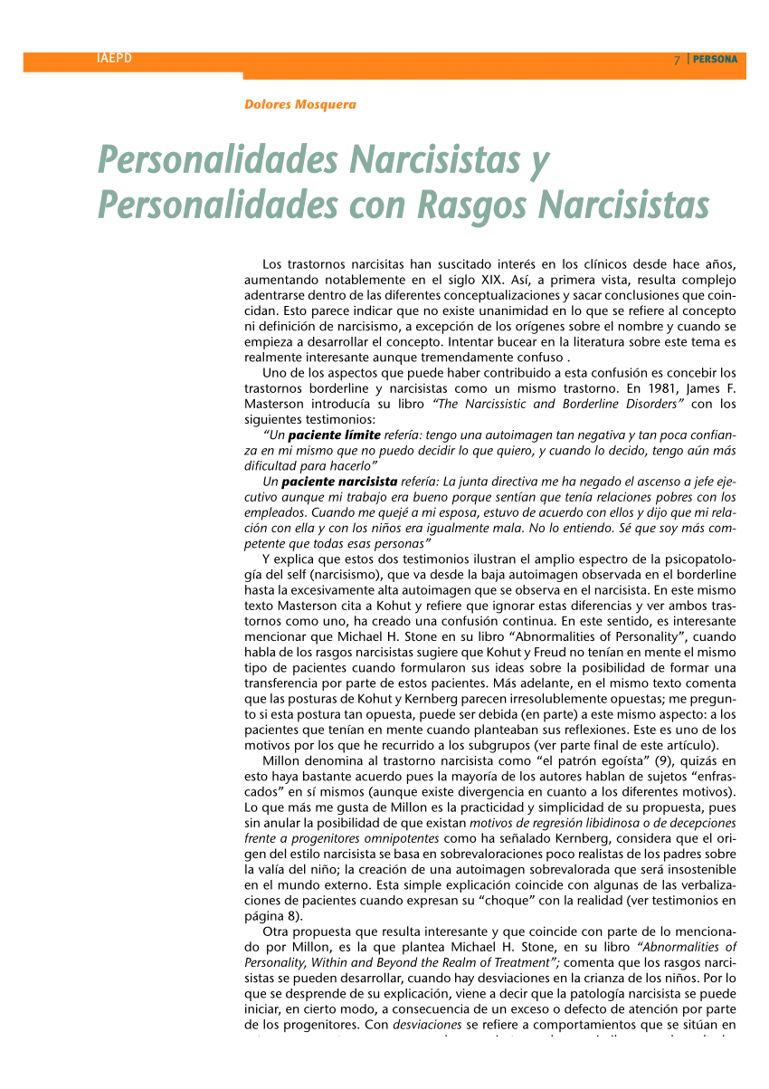 salir con un trastorno de personalidad narcisista pdf