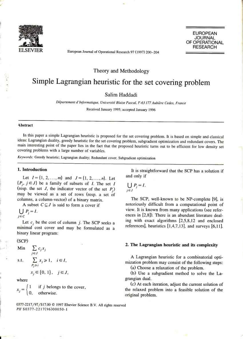 PDF) A novel local search for unicost set covering problem using