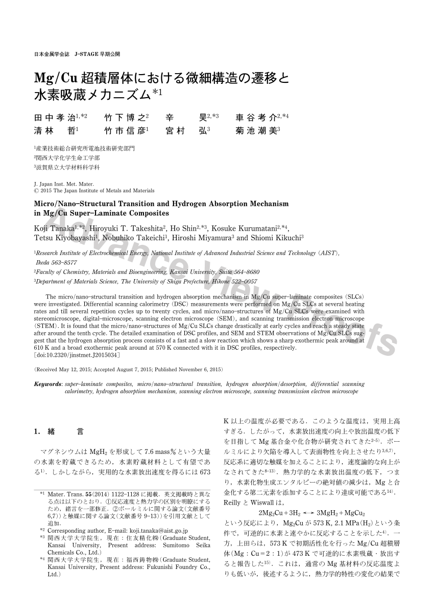 Pdf Micro Nano Structural Transition And Hydrogen Absorption Mechanism In Mg Cu Super Laminate Composites