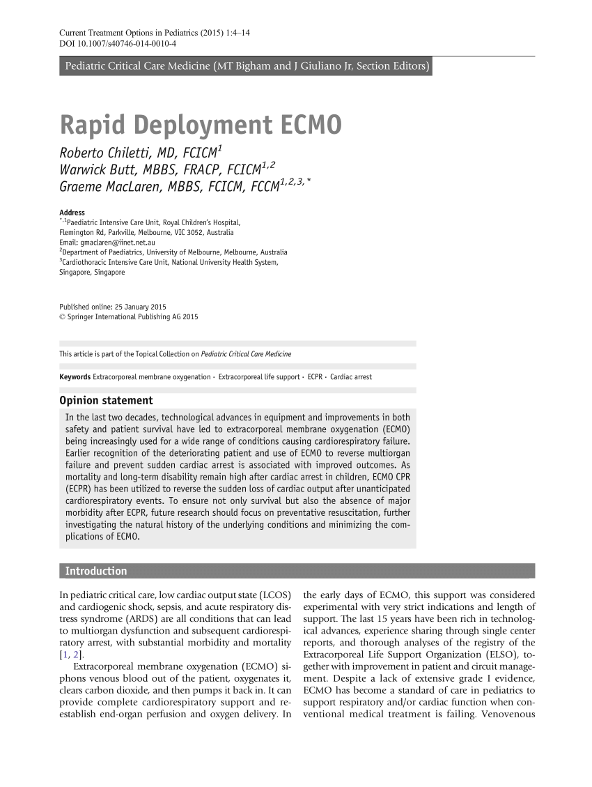 PDF) Rapid Deployment ECMO