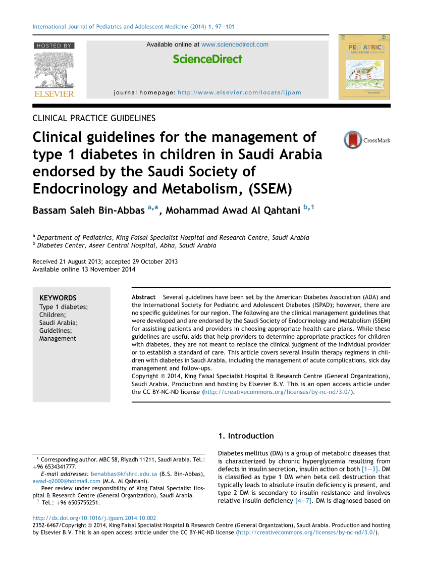 pediatric type 1 diabetes management guidelines pdf