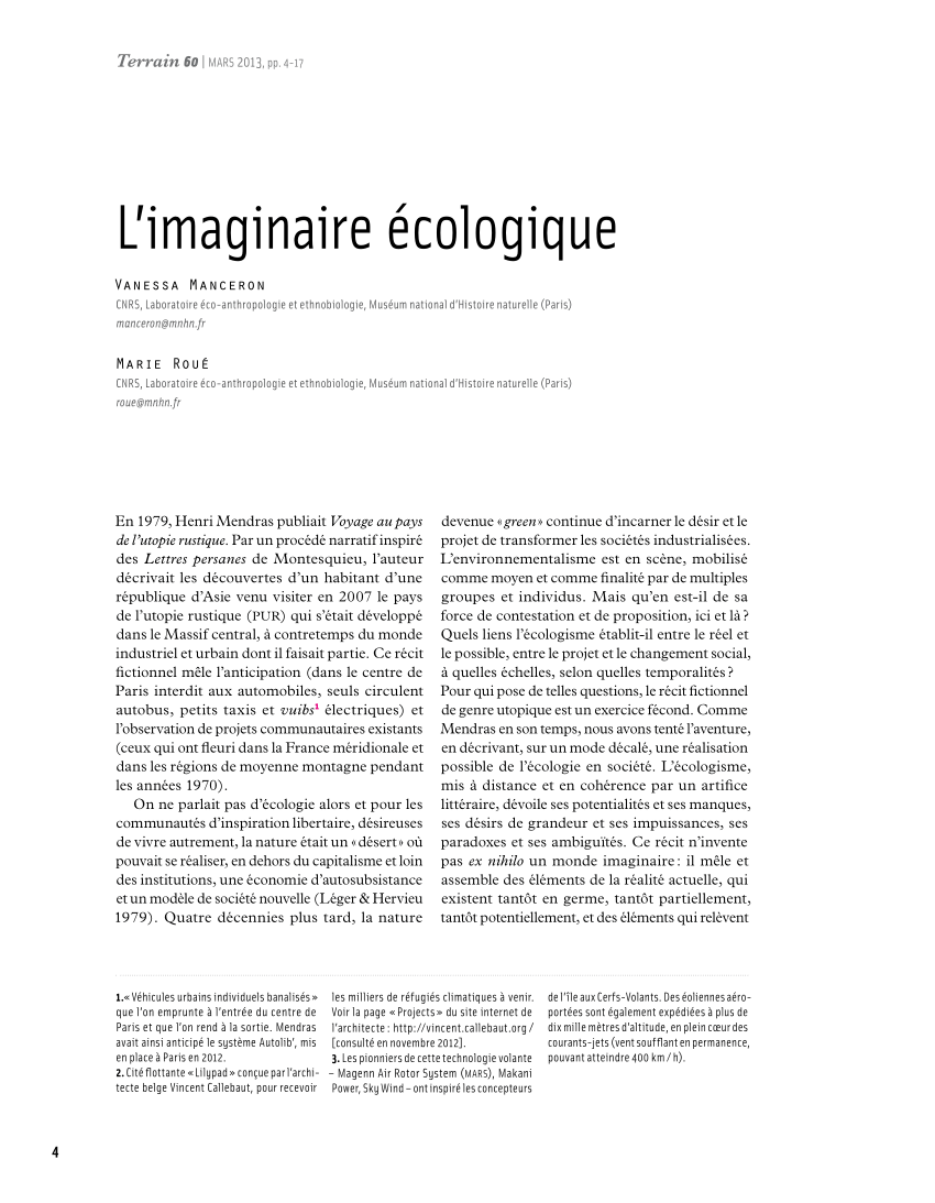 (PDF) L'Imaginaire écologique