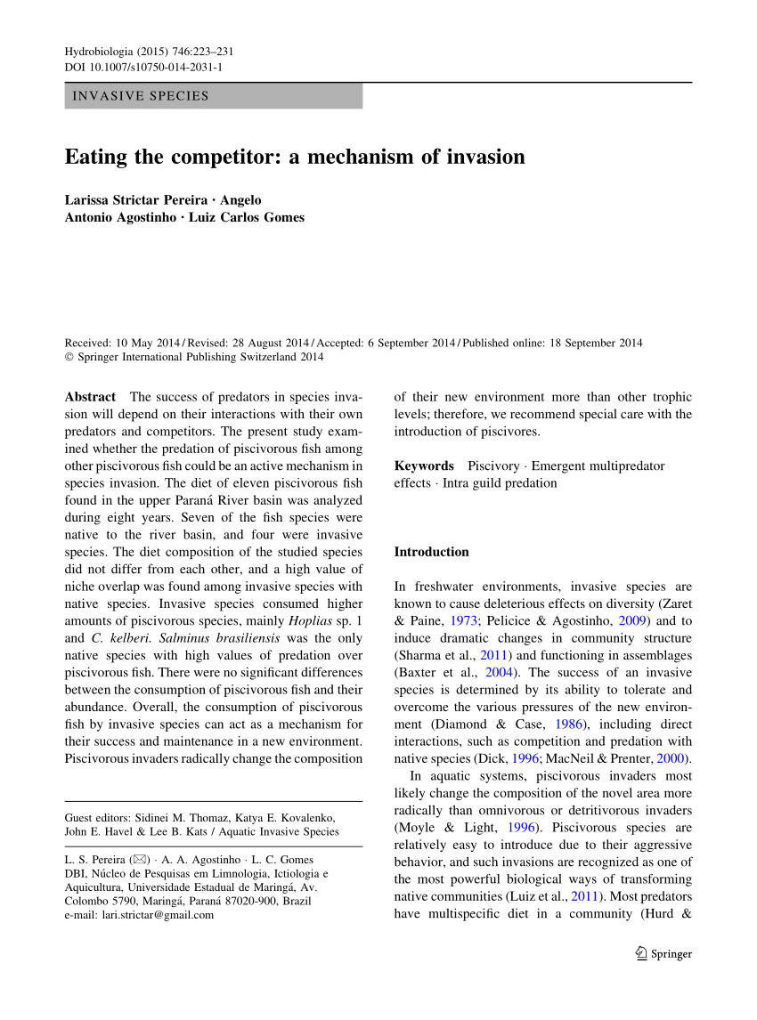 PDF Eating the competitor a mechanism of invasion 