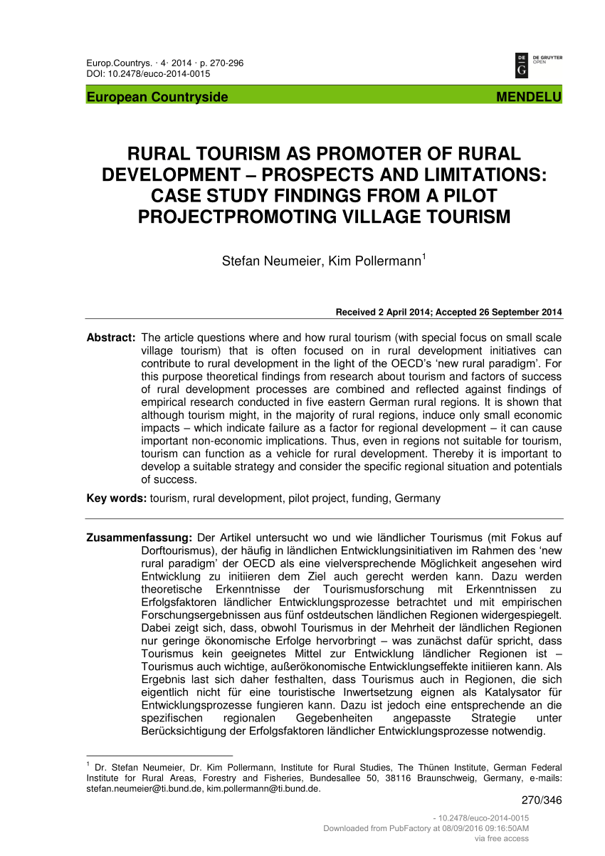 rural tourism case study pdf