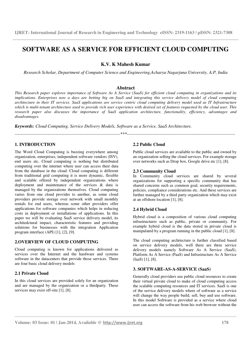 research paper on software as a service