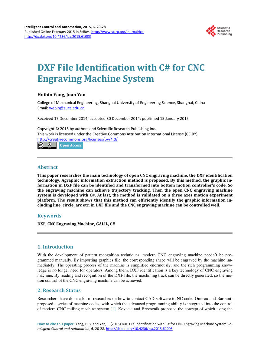 Pdf Dxf File Identification With C For Cnc Engraving Machine System