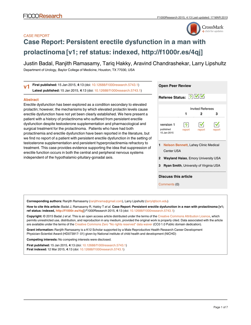 PDF Case Report Persistent erectile dysfunction in a man with