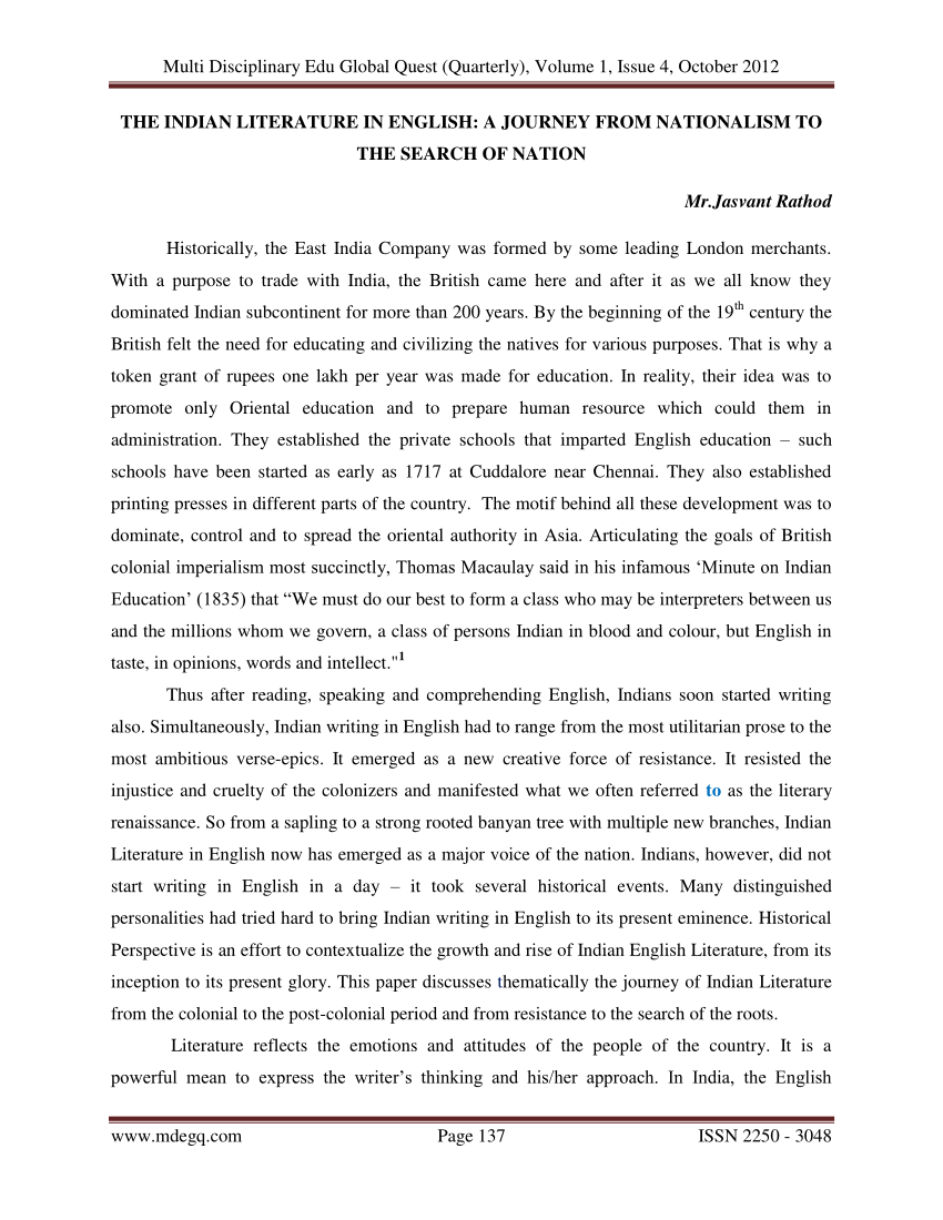 research paper on indian english literature