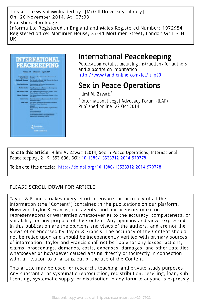 Pdf Sex In Peace Operations 0885