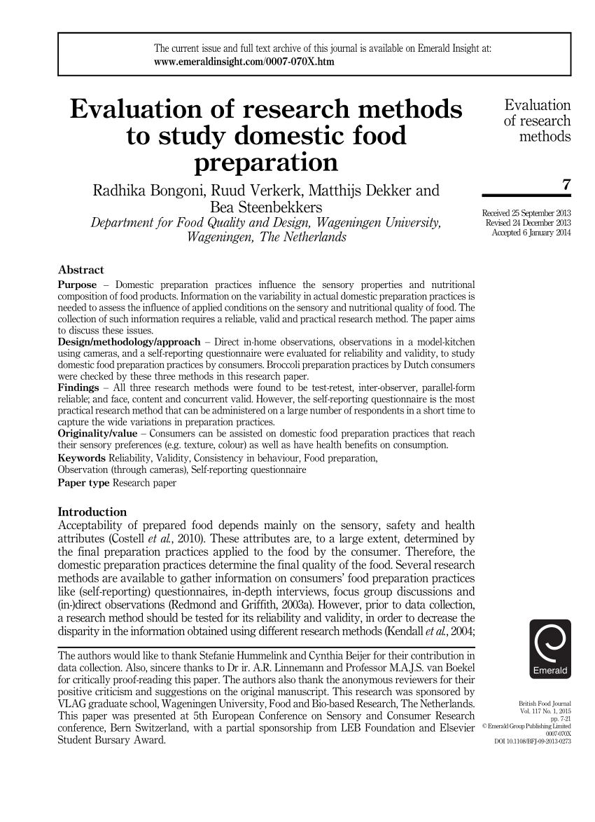 food experimental thesis sample