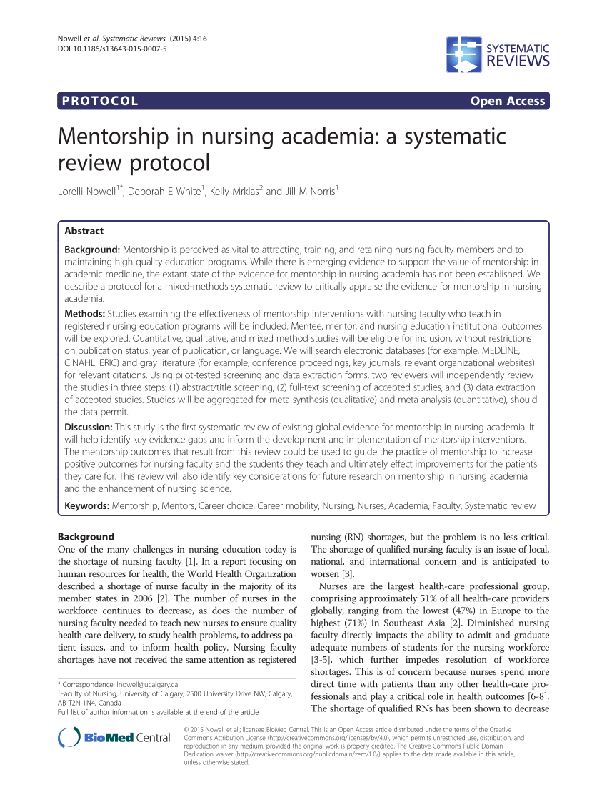 a literature review of mentorship programs in academic nursing