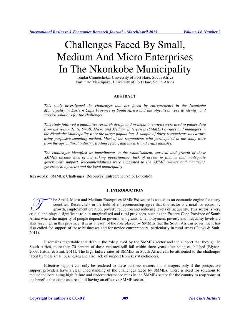 challenges of small enterprises research paper