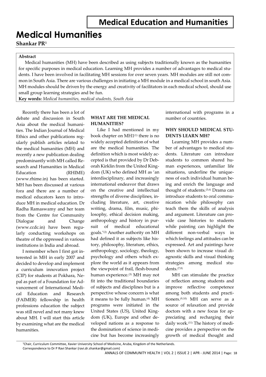 (PDF) Medical humanities