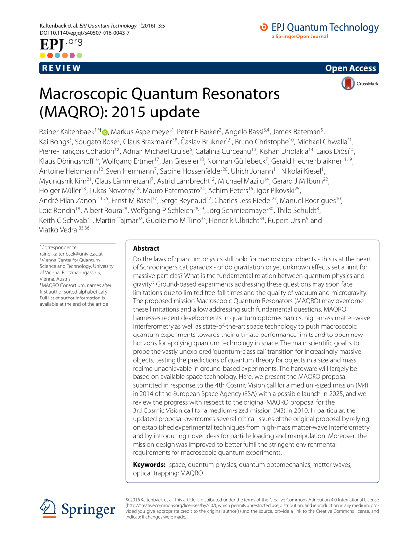 PDF Macroscopic Quantum Resonators MAQRO 2015 update