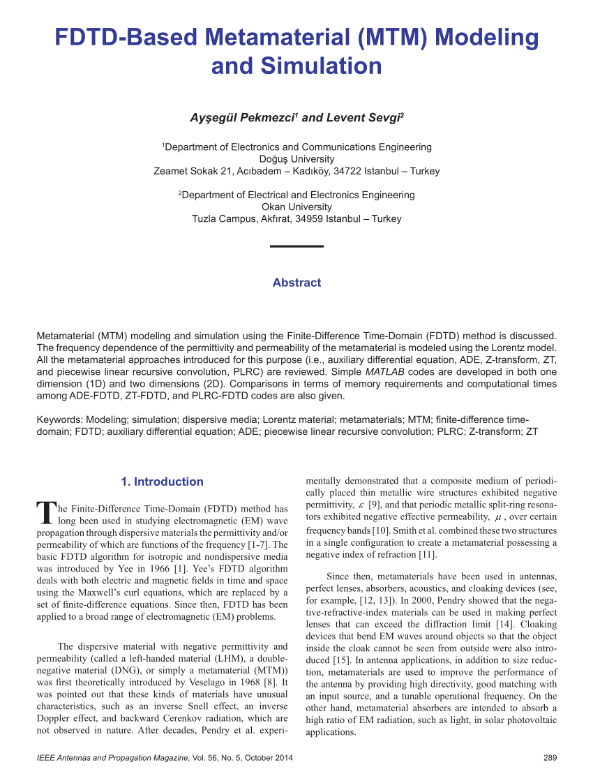 PDF) FDTD-based metamaterial (MTM) modeling and simulation