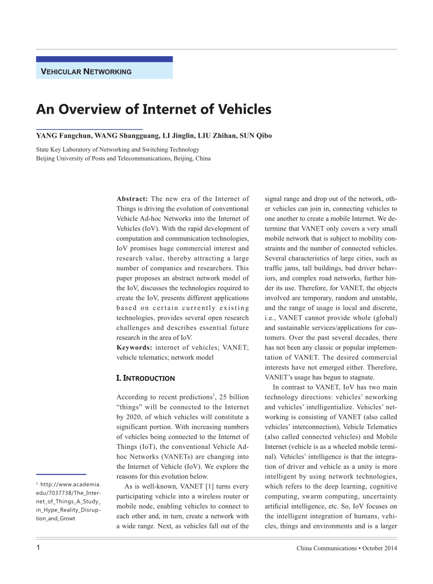 internet of vehicles research paper