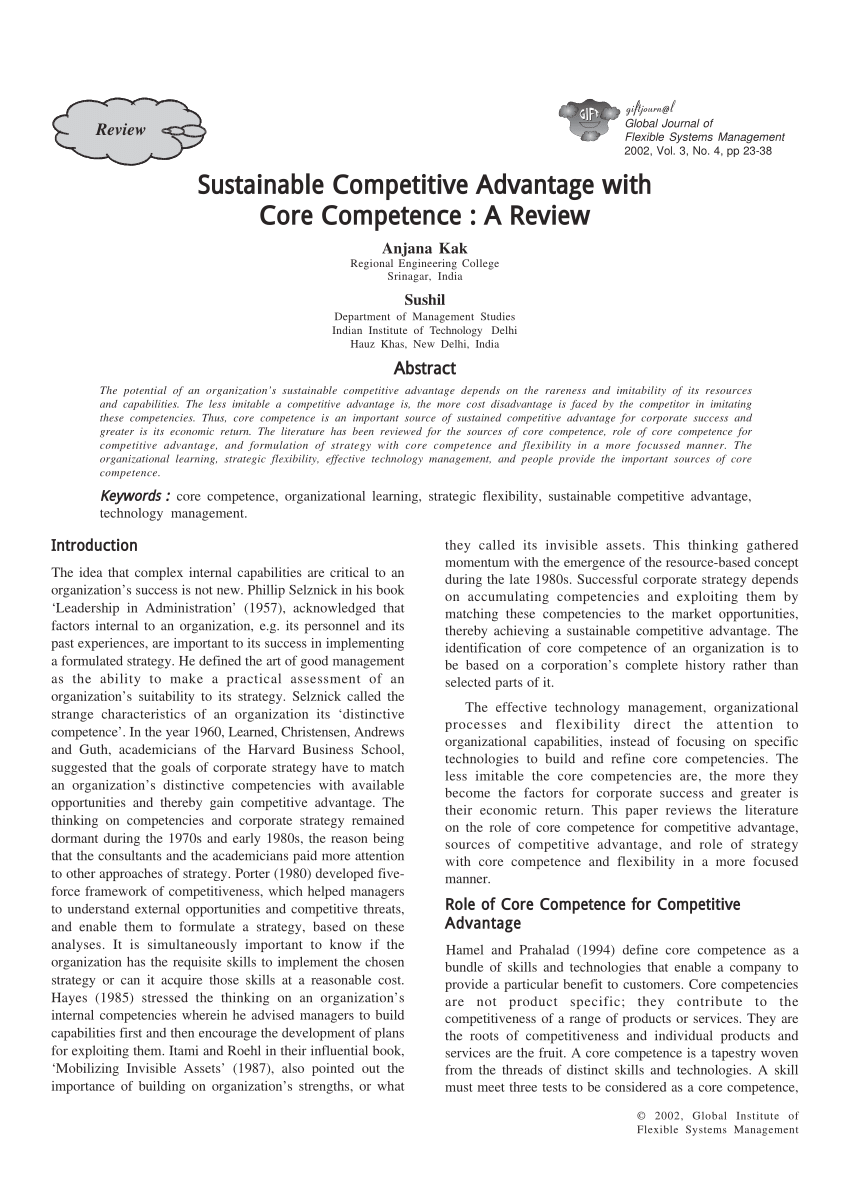 literature review on sustainable competitive advantage