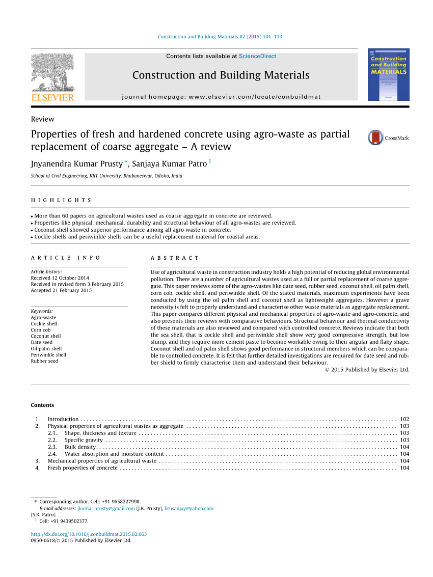 Evaluation of the optimal concrete mix design with coconut shell ash as a  partial cement replacement - ScienceDirect