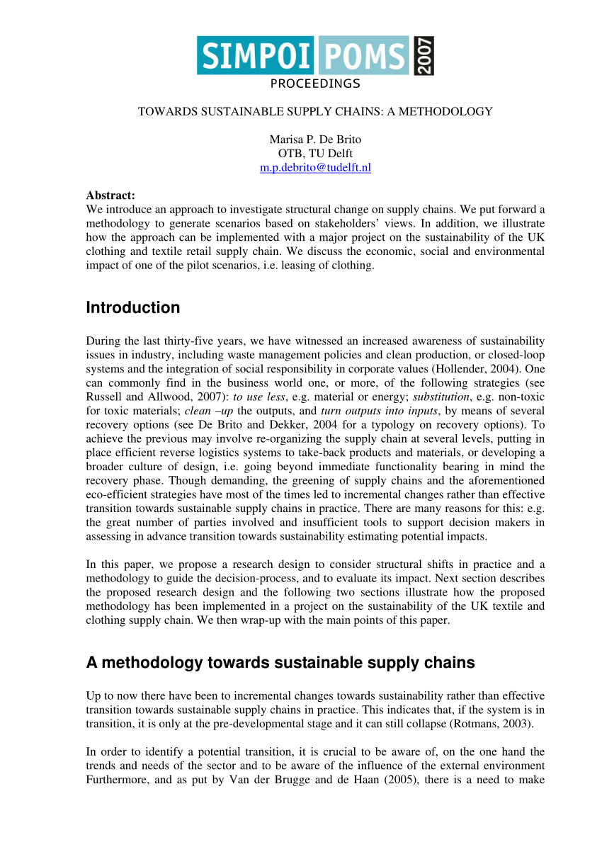 sustainable supply chain management research paper