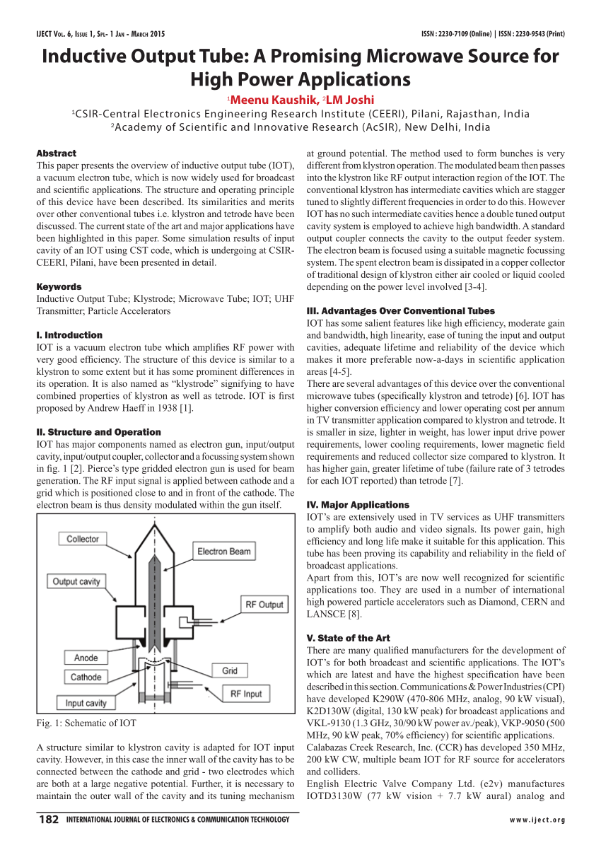 (PDF) Inductive Output Tube: A promising microwave source for high