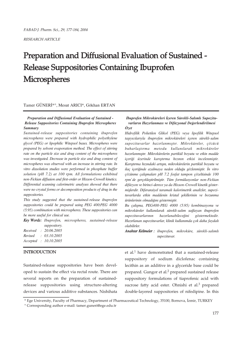 (PDF) Preparation and diffusional evaluation of sustained