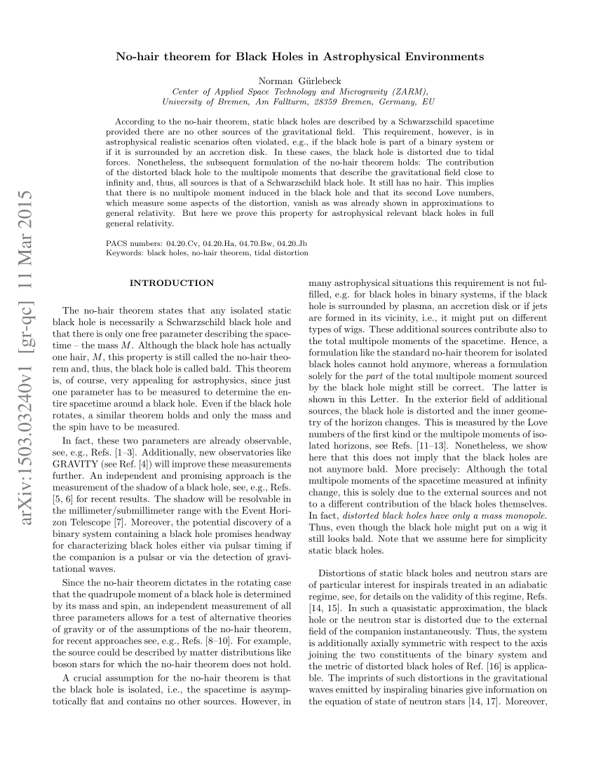 PDF) No-Hair Theorem for Black Holes in Astrophysical Environments