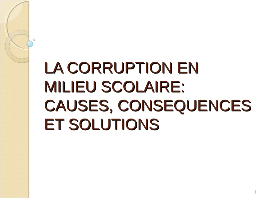 Pdf La Corruption En Milieu Scolaire