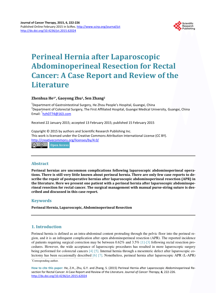 Pdf Perineal Hernia After Laparoscopic Abdominoperineal Resection For