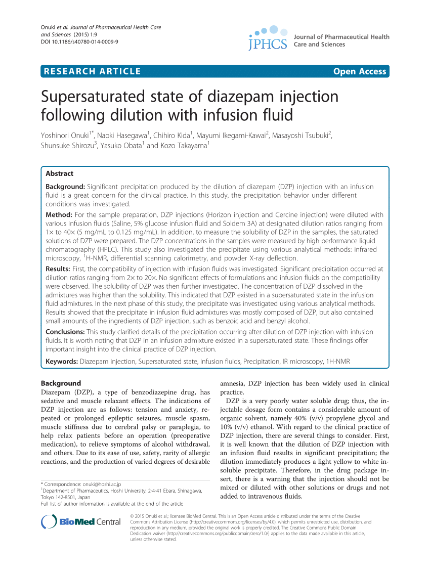 Diazepam compatibility with normal saline