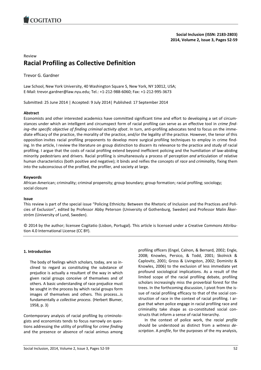 pdf) racial profiling as collective definition