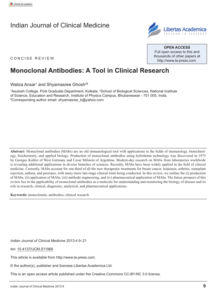 research articles for monoclonal antibodies