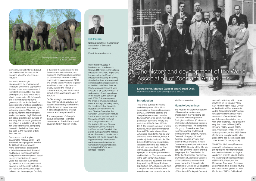 (PDF) The history and development of the World Association of Zoos and