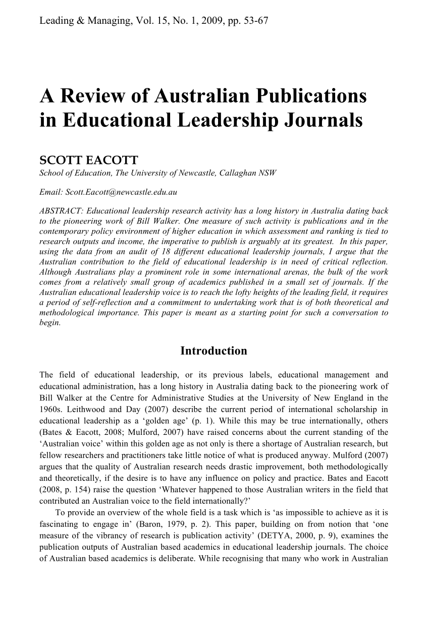 educational leadership journal articles