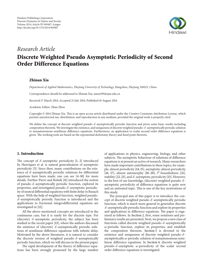 PDF) Discrete Weighted Pseudo Asymptotic Periodicity of Second 