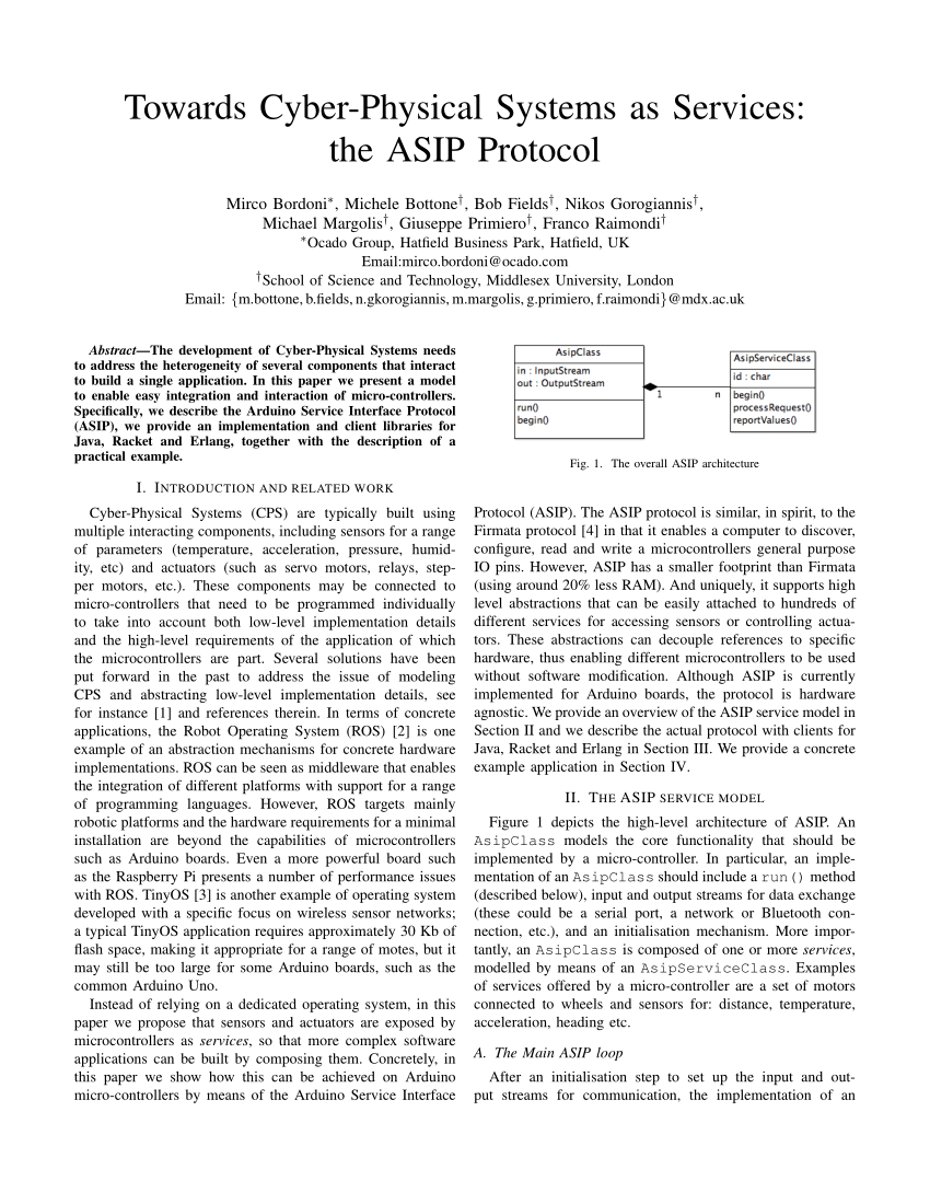 PDF Towards Cyber Physical Systems as Services the ASIP Protocol