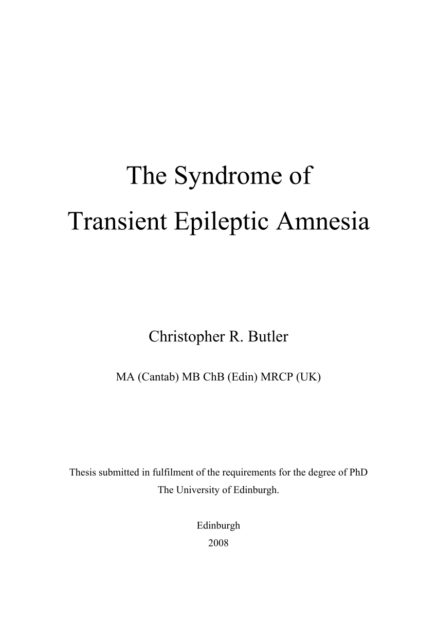 transient epileptic amnesia manifestations