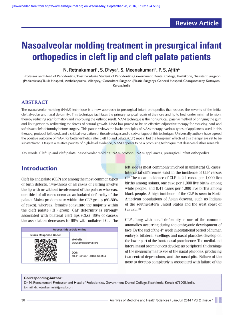 Pdf Nasoalveolar Molding Treatment In Presurgical Infant Orthopedics In Cleft Lip And Cleft