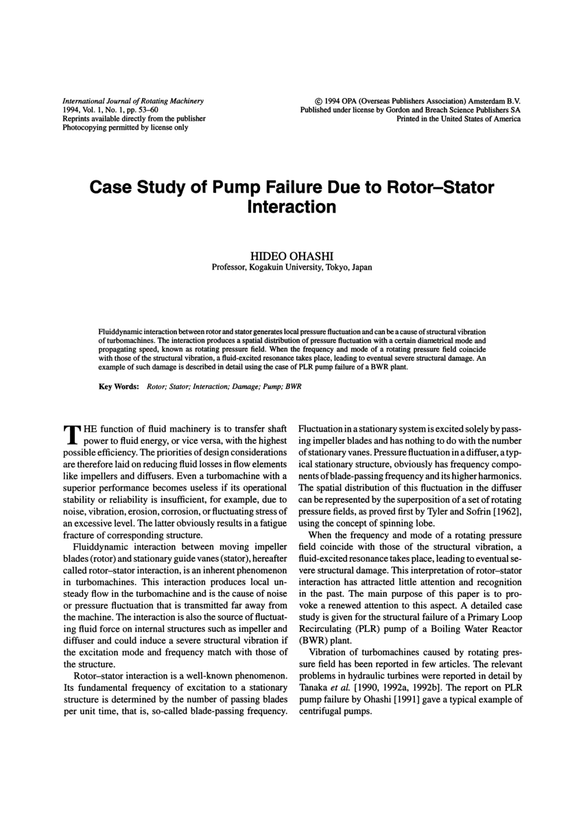 case study of pump failure