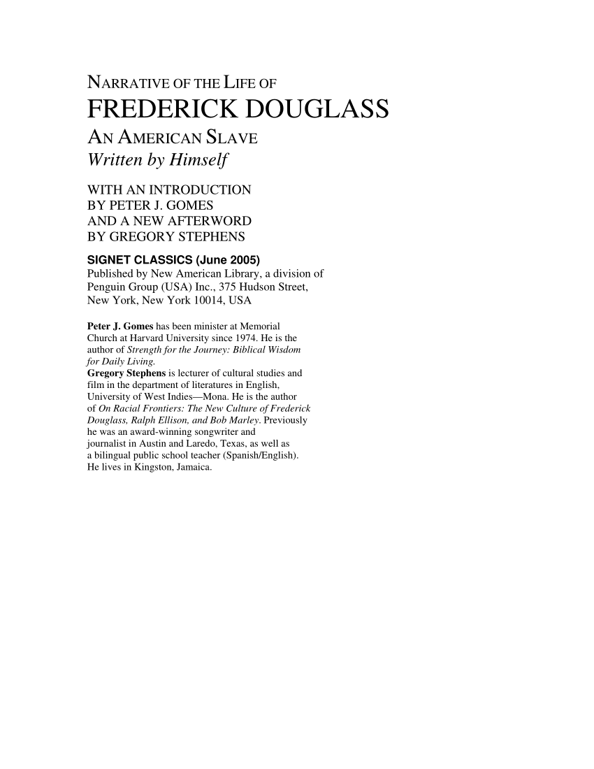 Pdf To Write My Own Pass--frederick Douglass Post-narrative Trajectory